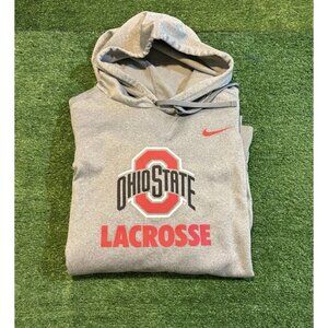 Ohio State Buckeyes hoodie mens 2XL gray red nike lacrosse sweatshirt OSU RK